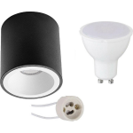 BES LED Opbouwspot Set - Aigi - Pragmi Cliron Pro - Gu10 Fitting - Opbouw Rond - Mat/wit - 8w - Helder/koud Wit 6400k - - Zwart