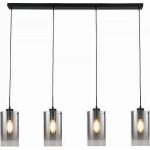 Freelight Hanglamp Ventotto 4 Lichts L 120 Cm Rook Glas - Zwart
