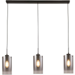 Freelight Hanglamp Ventotto 3 Lichts L 100 Cm Rook Glas - Zwart