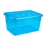 Forte Plastics 1x Opslagbakken/organizers Met Deksel 60 Liter 63 X 46 X 32 Transparant - Organizers/opbergbakken - Blauw