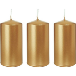 Trend Candles 3xen Cilinderkaarsen/stompkaarsen 6 X 12 Cm 40 Branduren - Geurlozekleurige Kaarsen - Woondecoraties - Goud