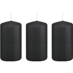 Trend Candles 3xe Cilinderkaarsen/stompkaarsen 5 X 10 Cm 23 Branduren - Geurloze Kaarsen - Woondecoraties - Zwart