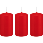 Trend Candles 3x Rode Cilinderkaarsen/stompkaarsen 6 X 12 Cm 40 Branduren - Geurloze Kaarsen - Woondecoraties - Rood