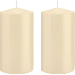 Trend Candles 2x Cremete Cilinderkaarsen/stompkaarsen 8 X 15 Cm 69 Branduren - Geurloze Kaarsen - Woondecoraties - Wit