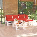 Vidaxl 5-delige Loungeset Met Kussens Pallet Grenenhout - Rood