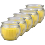 5x Gele Citronella Geurkaarsen In Glazen Houder 7 X 6 Cm - Insectenwerende Kaarsen - Citronellakaars Tegen/anti Muggen - Geel