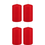Trend Candles 4x Rode Cilinderkaarsen/stompkaarsen 6 X 12 Cm 40 Branduren - Geurloze Kaarsen - Woondecoraties - Rood