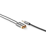 Nedis CATB22200GY50 stereo audiokabel 3.5mm male - 2x RCA male 5 meter