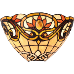 Clayre & Eef Wandlamp Tiffany Compleet 30x15x20 Cm 1x E14 Max 40w. -, Rood, - Ijzer, Glas - Oranje
