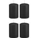 Trend Candles 4xe Cilinderkaarsen/stompkaarsen 5 X 8 Cm 18 Branduren - Geurloze Kaarsen - Woondecoraties - Zwart
