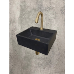 Wiesbaden One Pack Leto fontein 33,5x29 cm en Victoria toiletkraan, Quartz - Zwart