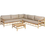 Exotan Bamboo Hoek Loungeset - Hoek Loungebank + Koffietafel - Incl. Kussens - Bruin