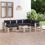 Vidaxl 8-delige Loungeset Met Kussens Pallet Grenenhout