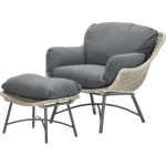 Garden Impressions Logan Loungestoel Voetenbank -Rope- Vintage Willow - Bruin