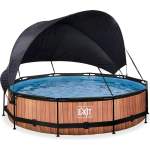 EXIT Toys Wood Zwembad ø360x76cm Met Schaduwdoek En Filterpomp - - Bruin