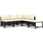 Vidaxl 5-delige Loungeset Met Kussens Poly Rattan - Zwart