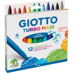 Giotto Turbo Maxi Viltstiften, Doos Met 12 Stuks In Geassorteerde Kleuren