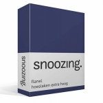 Snoozing - Flanel - Hoeslaken - Extra Hoog - 160x200 - Navy - Blauw