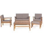 Beliani Manila Loungeset Fsc® Gecertificeerd Acaciahout 60 X 102 Cm - Bruin