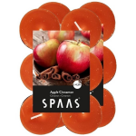 Spaas 24x Geurtheelichtjes Apple Cinnamon 4,5 Branduren - Geurkaarsen Appel/kaneel Geur - Waxinelichtjes - Oranje