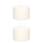 Enlightening Candles 2x Stukste Multi Lonten Kaars 15 X 12 Cm 104 Branduren - Geurloze Kaarsen - Woondecoraties - Wit