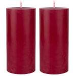 Duni 2x Stuks Bordeaux Cilinderkaarsen/stompkaarsen 15 X 7 Cm 50 Branduren - Geurloze Kaarsen - Rood
