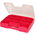 Forte Plastics 1x Opbergkoffertje/opbergdoosjes 13-vaks - Fuchsia - Sorteerdoos/box - Opbergers - 27,5 X 20,5 X 3 Cm - Roze