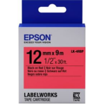 Epson C53S654007 op rood labelprinter-tape - Zwart