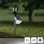 Huismerk Premium Solar Tuinlampen Set RVS, 4 stuks - 13,5 x 5,5 x 35,5 cm - Silver