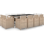 Vidaxl 13-delige Tuinset Met Kussens Poly Rattan - Beige