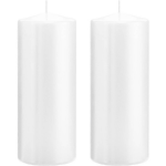 Trend Candles 2xte Cilinderkaarsen/stompkaarsen 8 X 20 Cm 119 Branduren - Geurloze Kaarsen - Woondecoraties - Wit