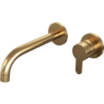 Brauer Gold Edition wastafelkraan inbouw ColdStart met inbouwdeel met ronde rozetten en gebogen uitloop type B4 greep messing geborsteld 5-GG-004-B4-65 - Goud