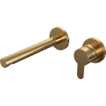 Brauer Gold Edition wastafelkraan inbouw ColdStart met inbouwdeel met ronde rozetten en rechte uitloop type S4 greep messing geborsteld 5-GG-004-S4-65 - Goud