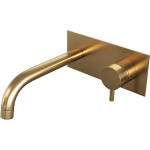 Brauer Gold Edition wastafelkraan inbouw ColdStart met inbouwdeel en gebogen uitloop type B5 greep messing geborsteld 5-GG-004-B5 - Goud