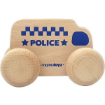 Mamatoyz politieauto junior 15 x 8 cm hout naturel/blauw