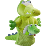 HABA handpop Krokodil met baby junior 30 x 22 cm polyester - Groen