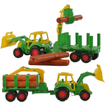 Polesie tractor Kevin met aanhanger en laadkraan groen/ - Geel