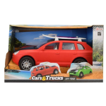Huismerk Toi Toys auto met surfboard 31 cm - Rood