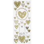 Creotime stickers hartjes goud 10 x 24 cm 33 delig