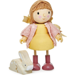 Tender Leaf Toys poppenhuispop meisje met konijn 9x4,3x10 cm - Geel