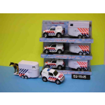 Kids Globe Farming 2 Play politie met paardentrailer diecast pull back 25 cm - Wit