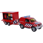 Top1Toys 2 Play brandweer met aanhangwagen diecast pull back 25 cm - Rood