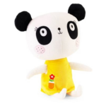 Lemon Ribbon knuffelpanda junior 25 cm pluche wit//zwart - Geel