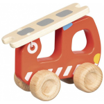 Goki brandweerwagen junior 15 x 6,5 x 13 cm hout/naturel - Rood