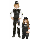 Fiestas Guirca verkleedpak FBI junior polyester mt 7 9 jaar - Zwart
