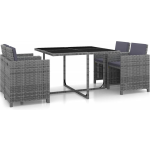 Vidaxl 5-delige Tuinset Met Kussens Poly Rattan - Gris