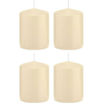 Trend Candles 4x Cremete Cilinderkaarsen/stompkaarsen 6 X 8 Cm 29 Branduren - Geurloze Kaarsen - Woondecoraties - Wit