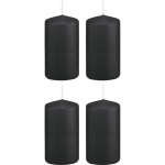 Trend Candles 4xe Cilinderkaars/stompkaars 6 X 12 Cm 40 Branduren - Geurloze Kaarsen - Woondecoraties - Zwart