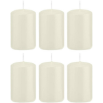 Trend Candles 6x Ivoorte Cilinderkaars/stompkaars 5 X 8 Cm 18 Branduren - Geurloze Kaarsen - Woondecoraties - Wit