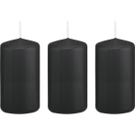 Trend Candles 3xe Cilinderkaars/stompkaars 6 X 12 Cm 40 Branduren - Geurloze Kaarsen - Woondecoraties - Zwart